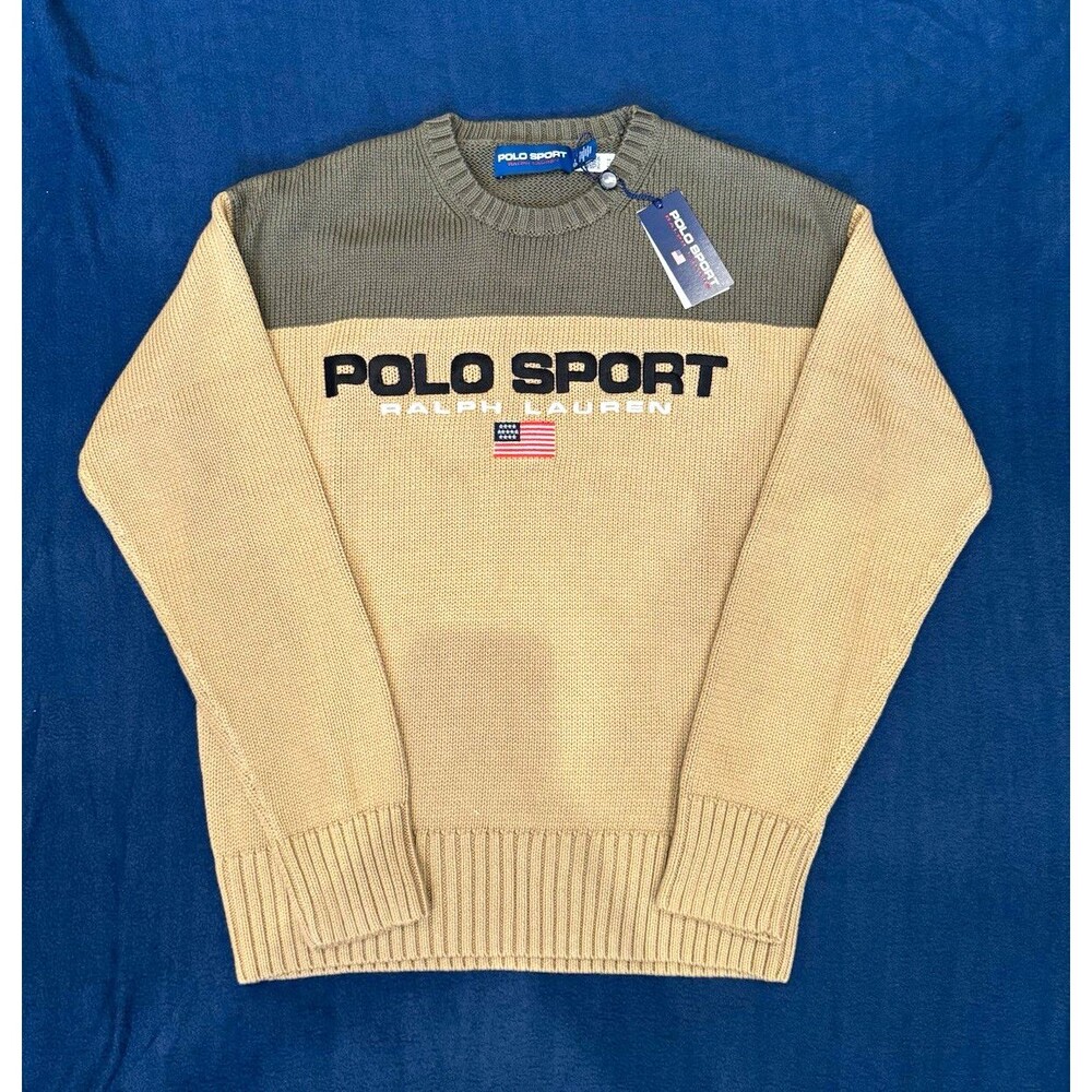 Polo Sport Ralph Lauren Men's Cotton Colorblock Flag Knit Crewneck Sweater S